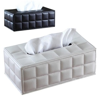 European Style PU Leather Home Office Rectangle Facial Tissue Box Holder Case