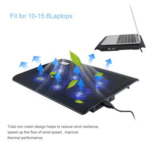 [Ready Stock] Core Laptop Cooler Stand Adjustable Big Power Speed Fan Speed Adjustable NotebookUltra Quiet Laptop Cooler Adjustable Slim Laptop Cooling Pad With 6 Fans[QI]