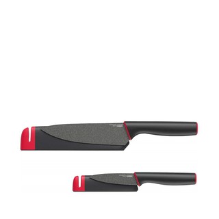 Joseph Joseph Slice And Sharpen Twin pack (6" And 3.5") - Black/Red
