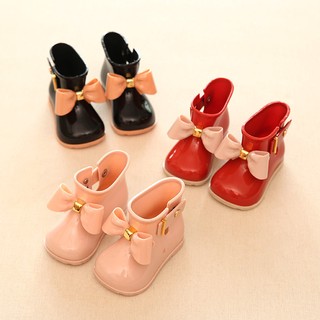 Kids Spring Girls Rain Boots Warm Beauty Bow Rain boots Toddler Jelly Shoes