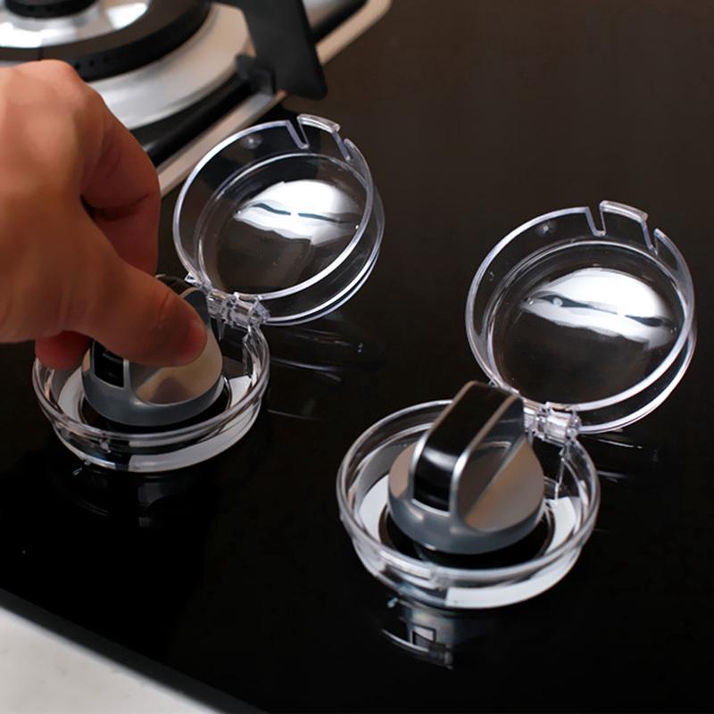 2Pcs Clear Kitchen Stove Gas Knob Covers Protector Gas Child Safety Locks