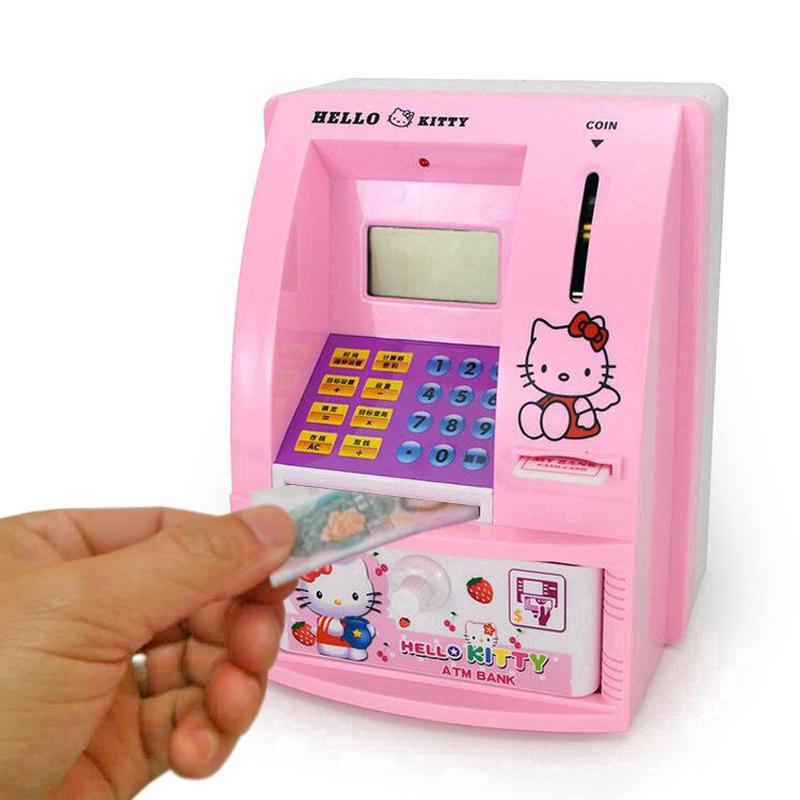 Hello Kitty ATM Bank Baby Child Education Deposit Coin Money Saving ATM Toy