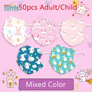 3PLY Rabbit 50pcs Protective Coloured Disposable Face Mask Adult & Kids / Wholesale/Baby Disposable Children Face mask Cartoon Easter Adult Face mask