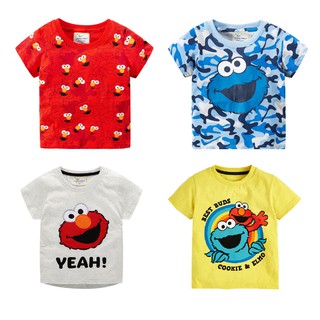 [SG Ready Stock] JB022 Toddler Boys Blue Camo Cookie Monster Red Elmo Sesame St Tee T-shirt Top [Little Gems]