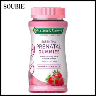 Nature's Bounty Optimal Solutions Essential Prenatal Gummies - Folic Acid and Iodine, Omega 3 and DHA - 50 Count