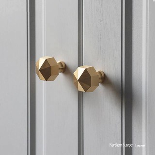 Gold/ Hexagon Cabinet knob Modern Cabinet Handle Solid Brass Cupboard Drawer Handle