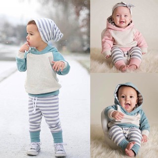 Cotton Newborn Baby Boy Girls Autumn Hooded Clothes Winter Long Sleeve Tops