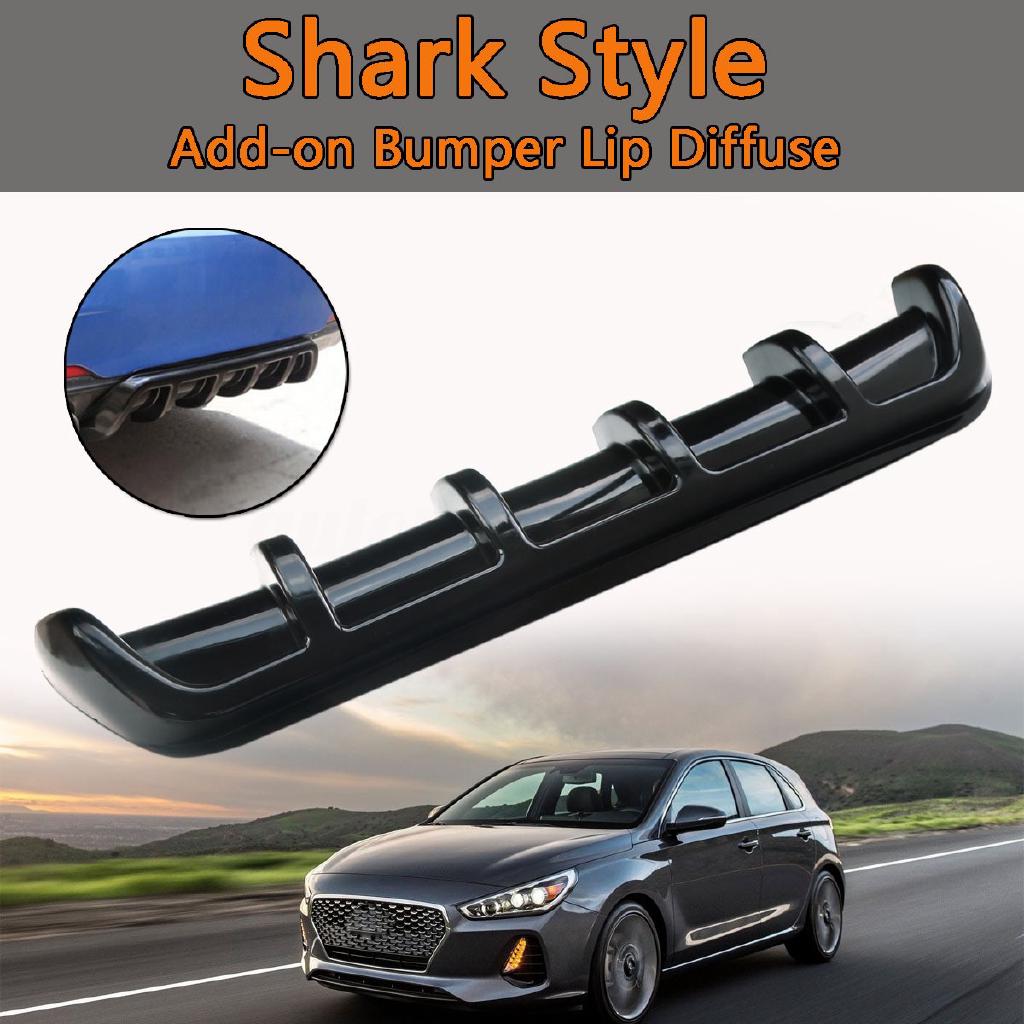 25"x5" Universal Bright Black Car Rear Shark 6 Fin Curved Bumper Lip Diffuser