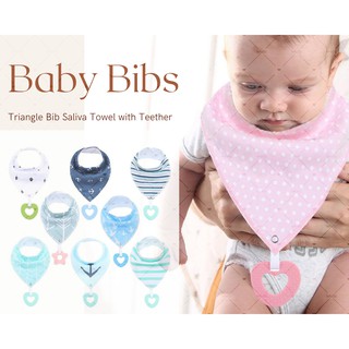 Newborn Bibs Baby Bandana Cartoon Triangle Bib Saliva Towel Infant Burp Cloth Incl Teething Teether Toy
