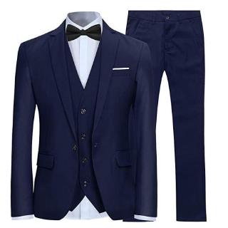 Mens Suits 3 Piece Slim Fit Wedding Formal Tuxedo One Button Close Blazers Jacket Waistcoat Trousers