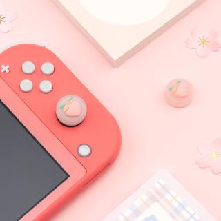 Geekshare 4 Pcs Fruit Themed Stereoscopic Design Silicone Translucent Joycon Thump Grips Cover for Nintendo Switch ＆ Switch Lite