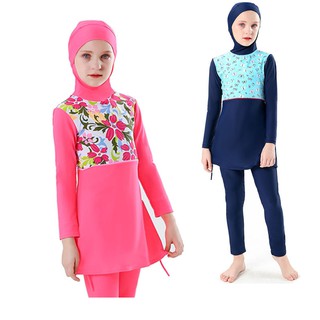 Swimming Suit kids Girl's long-sleeved cover swimsuit Muslim children's beach swimsuit muslimah swimsuit