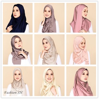🔥Hot Sale🔥Satin Hijab Solid color Pinless Shawl Ironless GJ0023