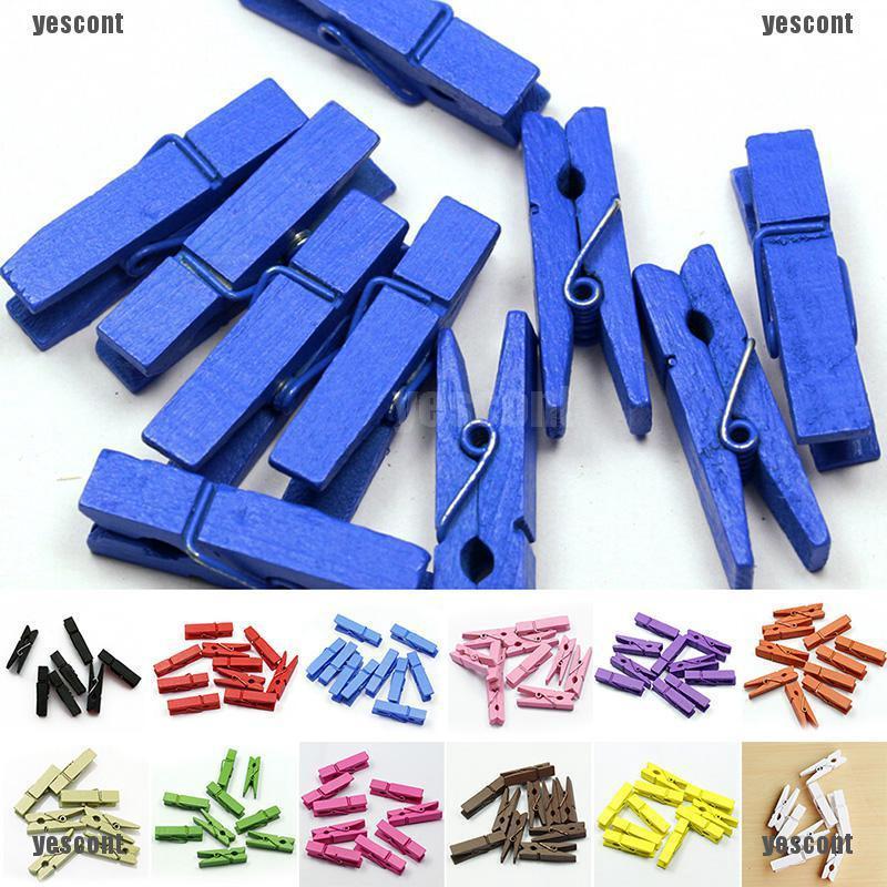20 -100 Mini Wooden Craft Pegs / Photo Clips, 35mm choose colour