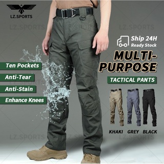cargo pants men women IX7/IX9 S-3XL tactical waterproof slim fit multiple pockets anti-stain anti-knife