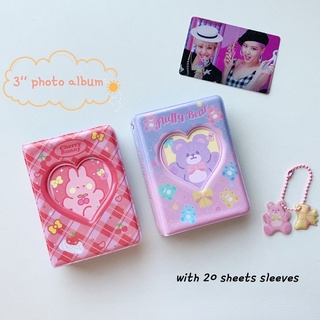 Kawaii 3 Inch Cherry Rabbit Album Photos with 20pcs Sleeves Bags Bear Heart Storage Card Bag Postcards Collect Book Organizer