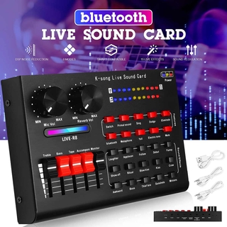 【kenouyo】R8 Bluetooth Sound Card Audio USB Headset Microphone Webcast Live Sound Card for Phone Computer PC Sing