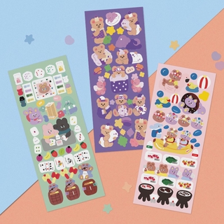 Korea Cute Bear Waterproof Sticker Card / Photo / Journal / Mobile Phone DIY Decorative Stickers Pvc Waterproof
