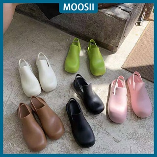 MOOSII Women's Shoes Jelly Flat Sole Thick-Soled Casual All-Match Outer Wear Rain Boots 4 Colors Size 36-40