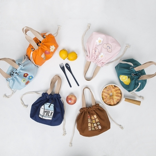 Canvas bag handbag lunch bag Japanese ins small drawstring drawstring tote bag