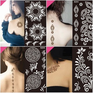 Black Flower Style Henna Stencil Body Art Temporary Tattoo Sticker