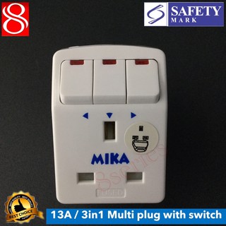 MIKA / Multi adaptor / 3in1 Multi plug with switch