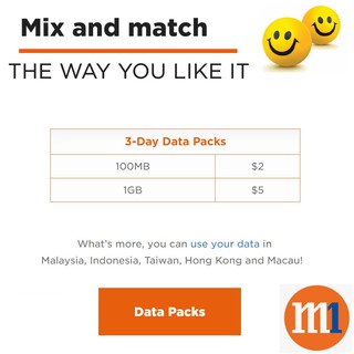 M1 Prepaid DataPacks 3 Days - 24 Hours Instant Top-Up