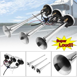 12V / 24V 178dB Super Loud Triple Trumpet Air Horn for Car Truck Train Boat