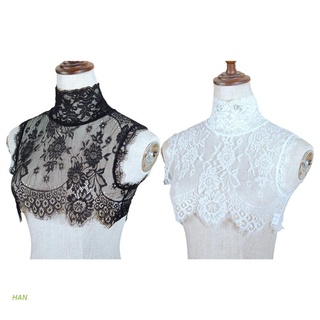 HAN Artsy Collar Women's White Hollowing-Out Lace Floral Fake Collar False Collar for Summer Dress Wedding Dress Accessory