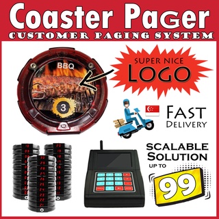 Restaurant Paging System Hawker Centre Hotel Guest Pager Wireless F&B Food Buzzer waterproof coaster pager Queue number