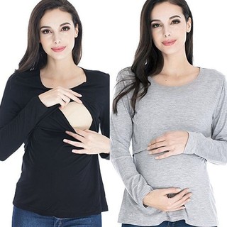 babygarden.sg Maternity Clothes Long Sleeve Breastfeeding Tops Women Nursing