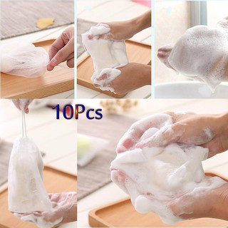 10Pcs Soap Mesh Foaming Net Bubble Mesh Bag Skin Clean Tools