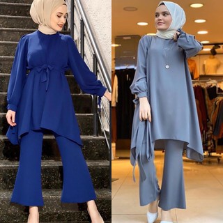 【Ready stock】Muslim Women's Top and Pant Two-Piece Set