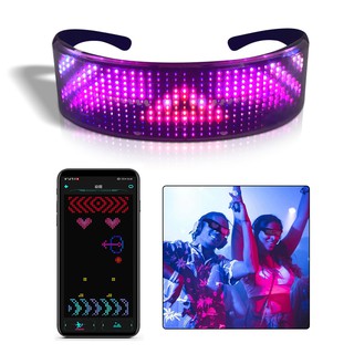 2021 Upgrade LED Bluetooth Glasses App Control Luminous Flashing DIY Multi-lingual Sunglasses Birthday Christmas Concert Tool