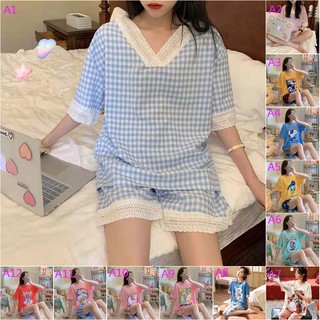 1 Set Women Cute Pyjamas Long Sleeve Home Wear Sleepwear Sleep
