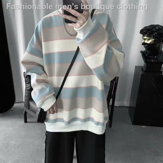 Spring trend striped sweater men s 2020 new Korean thin clothes ins hip-hop bottoming shirt cec lazy style