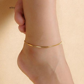 ★Women Golden Tone Elbow Pipe Chain Anklet Bracelet Barefoot Sandal Foot Jewelry