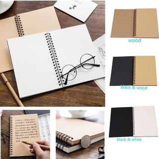 Black Sketch Pad Spiral Wire Bound Book Paper Drawing Hardback Cover Sketchbook Notebook Blank Diary Stationery