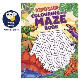 [Shop Malaysia] Dinosaurs Mazes & Colouring Activity Book for Children with over 40 Mazes 48 Pages