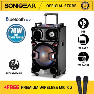 SonicGear KBX8000 Bluetooth Portable Speakers Excellent Performance for Outdoor Event & Karaoke [Free 2 x Wireless Mic]