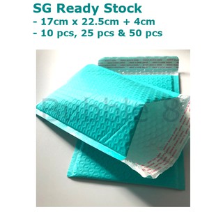 🇸🇬 Ready-Stock (17cm x 22cm)[10/25/50 pcs] High Quality TEAL Poly Bubble Mailer / envelope
