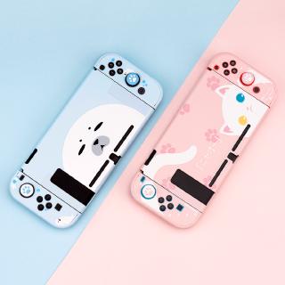 Geekshare Nintendo Switch and Lite The Seal and Pink Cat Theme Pink Fashion Split Dockable Game Console Protection Case Matte Frosted NS Cover with Screen Protector (1)