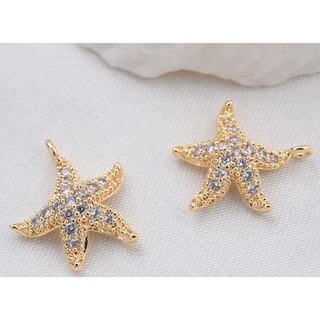 4pcs New popular DIY earrings pendant accessories copper plated 14K gold micro inlaid starfish pendant small starfish pendant