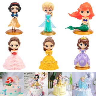 Princess Figure Ornaments Cake Topper Kids Birthday Party Decoration Cute Ornaments with Base Cake Decor