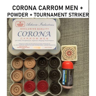 (SG LOCAL SELLER) CORONA CARROM MEN COINS SEEDS SET TOURNAMENT STRIKER POWDER 20g