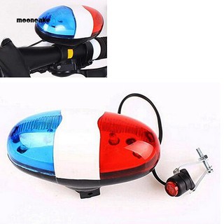 ☼Mooncake☼Multifunction 6 LED 4 Tone Sounds Bike Bicycle Horn Bell Police Car Light Electronic Horn