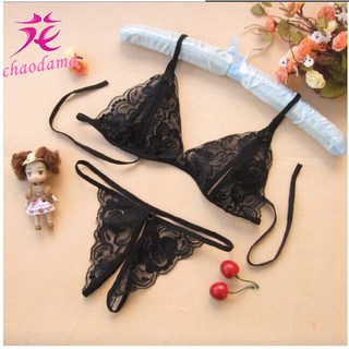 CHAODAMA Open Three-point Style Women's 2 Sets of Sexy Lingerie