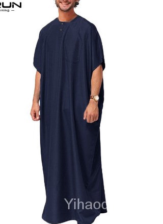 S-5XL Spot Jubah Lelaki Jubah Hubaib Lengan Panjang baju kurung Sports Muslimah robe tb9W