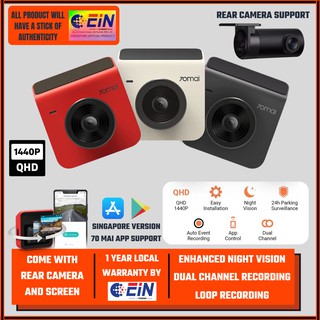 [Local Official Warranty] 70mai A400 +Rear Camera Dash Cam Car Recorder Super Night Vision Dual Channel With Screen
