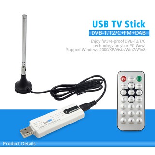 Digital DVB t2 usb tv stick Tuner with antenna Remote HD TV Receiver for DVB-T2/DVB-C/FM/DAB/SDR USB TV Stick FreeTV